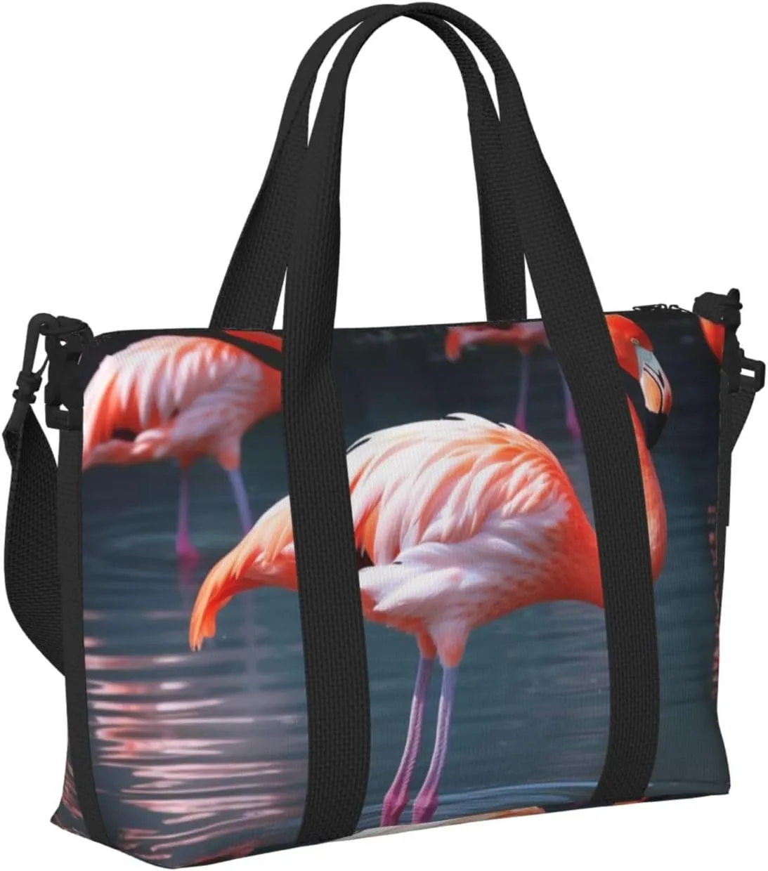 Gym Bag Pink Flamingo Duffel Bag for Men Women Travel Overnight Bag with Shoe Compartment Workout Bags
