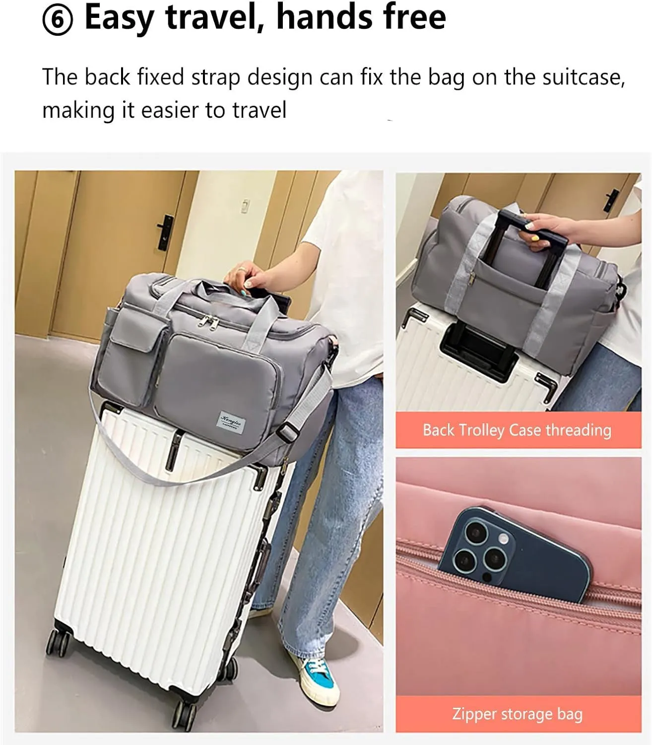 Gym Bag Women with Shoes Compartment,28L Travel Duffel Bags,Reusable Gym Duffle Bag for Yoga Sports Workout Travel