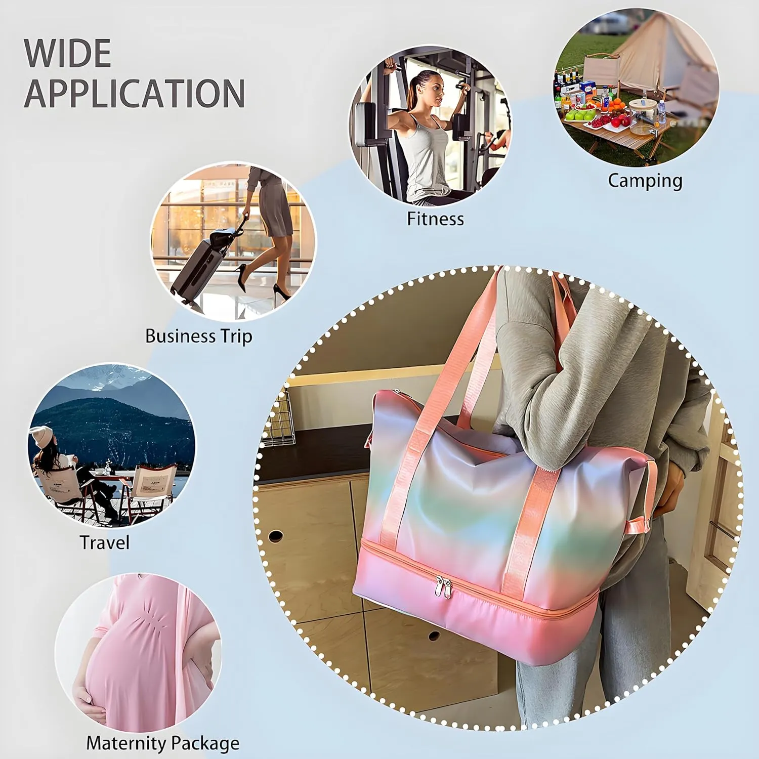 Gym Bag Womens Mens with Shoes Compartment and Wet Pocket Travel Duffel Bag for Women for Plane Sport Gym Tote Bags Swimming Yoga Waterproof Weekend Overnight Bag Carry on Bag Hospital Holdalls