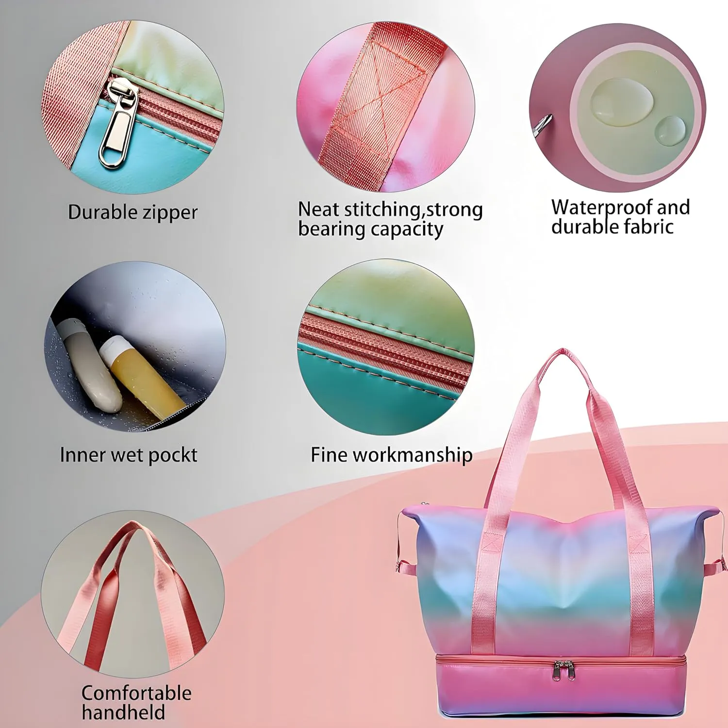 Gym Bag Womens Mens with Shoes Compartment and Wet Pocket Travel Duffel Bag for Women for Plane Sport Gym Tote Bags Swimming Yoga Waterproof Weekend Overnight Bag Carry on Bag Hospital Holdalls