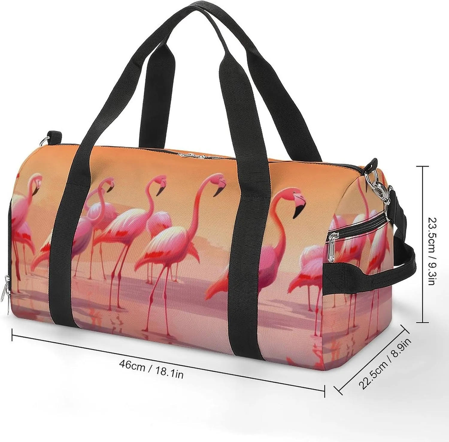 Gym Bags for Men Women A Flock of Flamingos Duffle Bag Travel Overnight Bag with Shoe Compartment Tote Bags