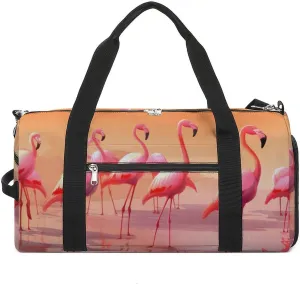 Gym Bags for Men Women A Flock of Flamingos Duffle Bag Travel Overnight Bag with Shoe Compartment Tote Bags
