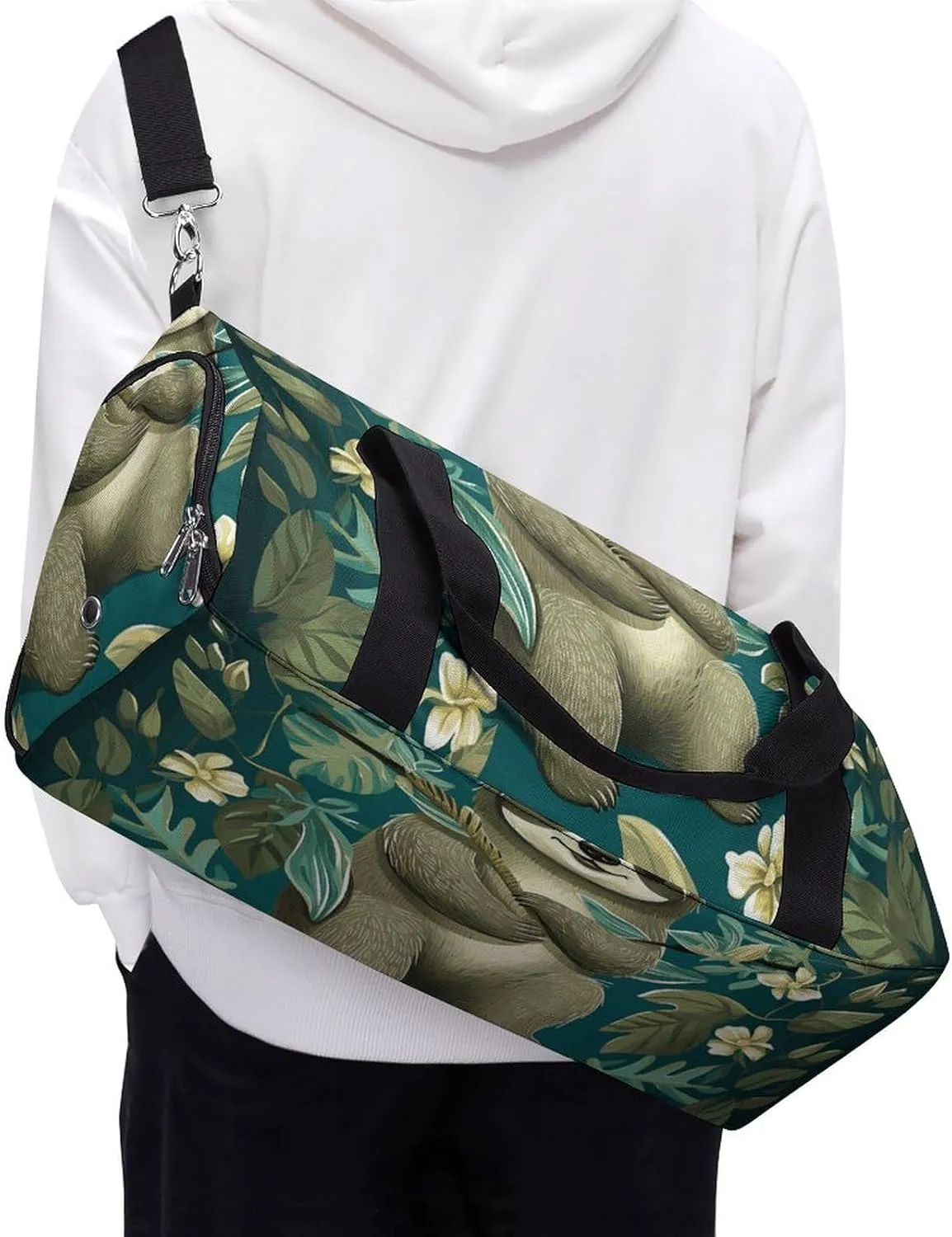 Gym Bags for Men Women Adorable Sloth Duffle Bag Travel Overnight Bag with Shoe Compartment Tote Bags