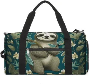 Gym Bags for Men Women Adorable Sloth Duffle Bag Travel Overnight Bag with Shoe Compartment Tote Bags