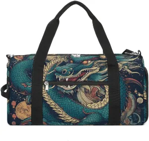 Gym Bags for Men Women Colorful Dragon Pattern Duffle Bag Travel Overnight Bag with Shoe Compartment Tote Bags