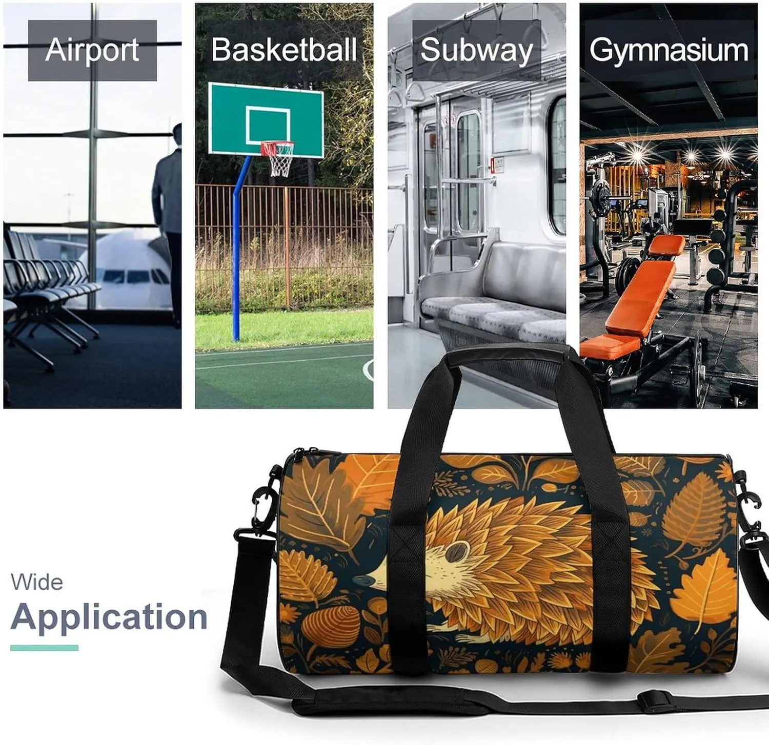 Gym Bags for Men Women Cute Hedgehog Duffle Bag Travel Overnight Bag with Shoe Compartment Tote Bags