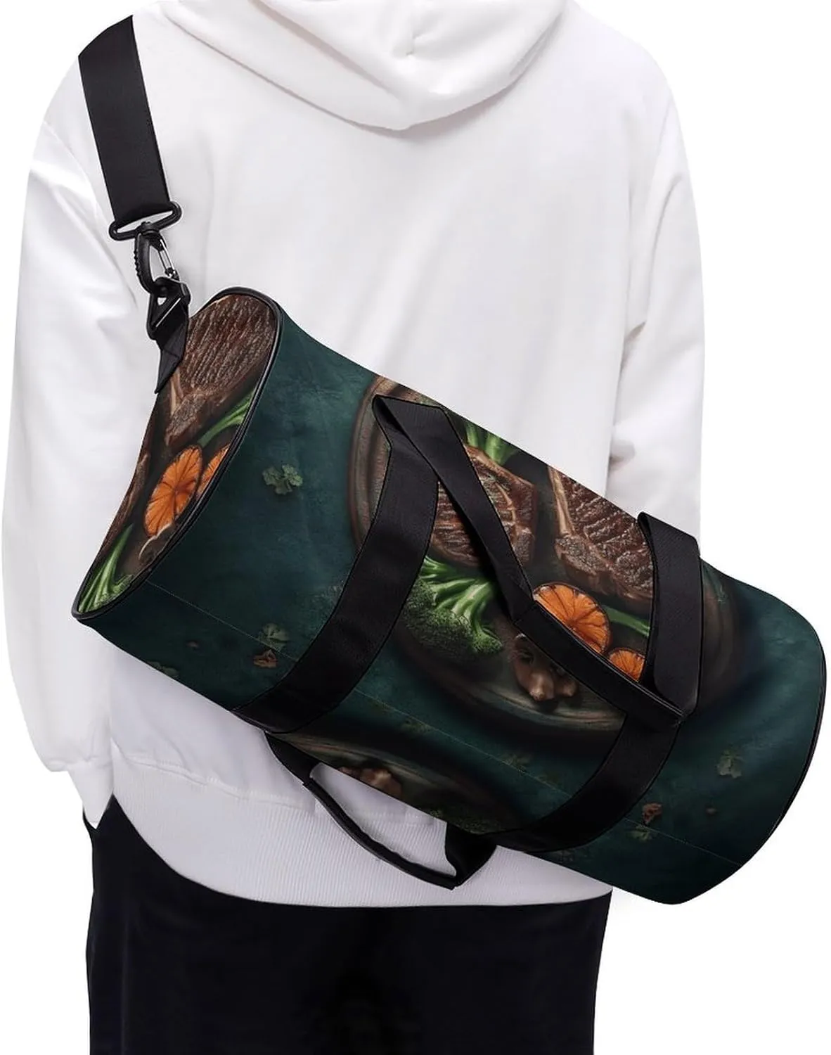 Gym Bags for Men Women Delicious Grilled Meat Duffle Bag Travel Overnight Bag with Shoe Compartment Tote Bags