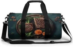 Gym Bags for Men Women Delicious Grilled Meat Duffle Bag Travel Overnight Bag with Shoe Compartment Tote Bags