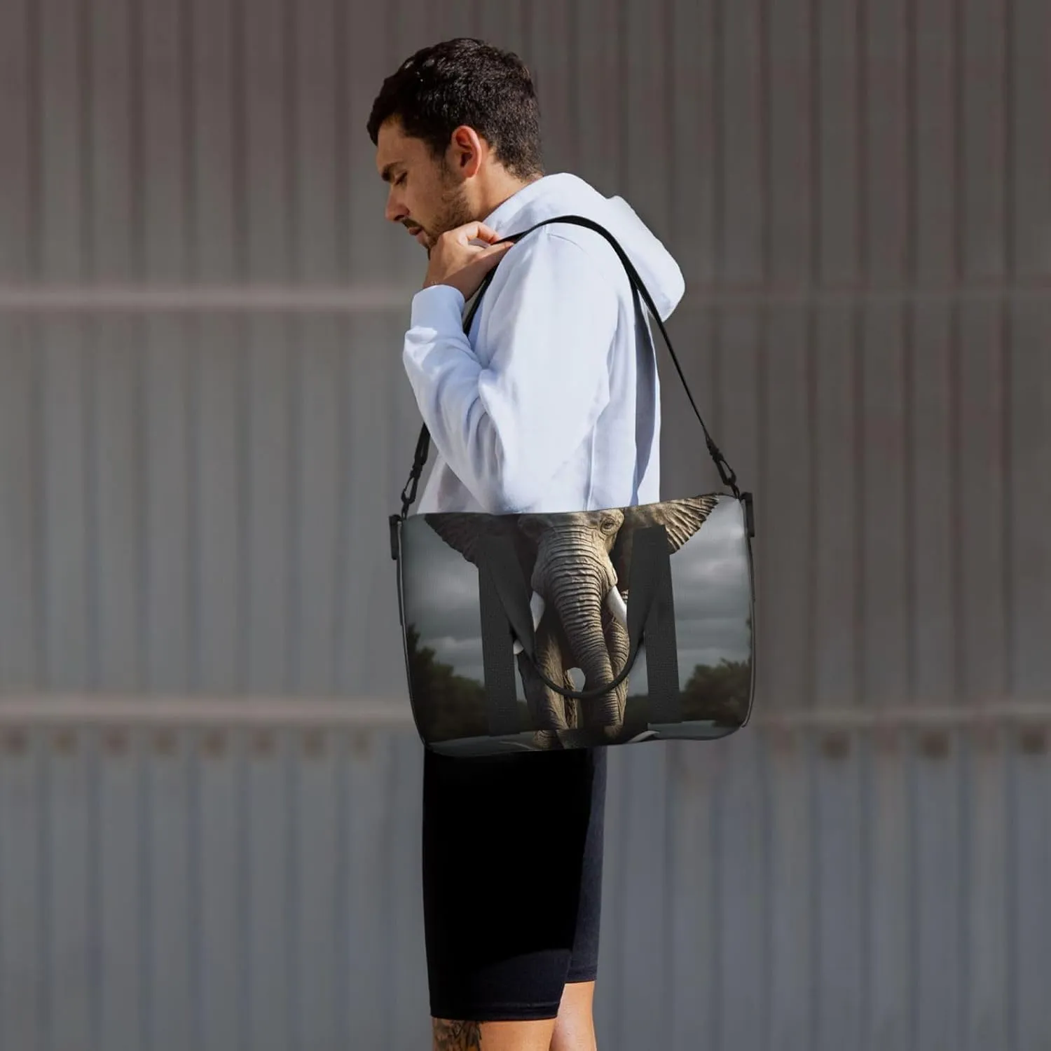 Gym Bags Small 3D Elephant Duffel Bag Overnight Bag with Shoe Compartment Carryon Bag for Men Women