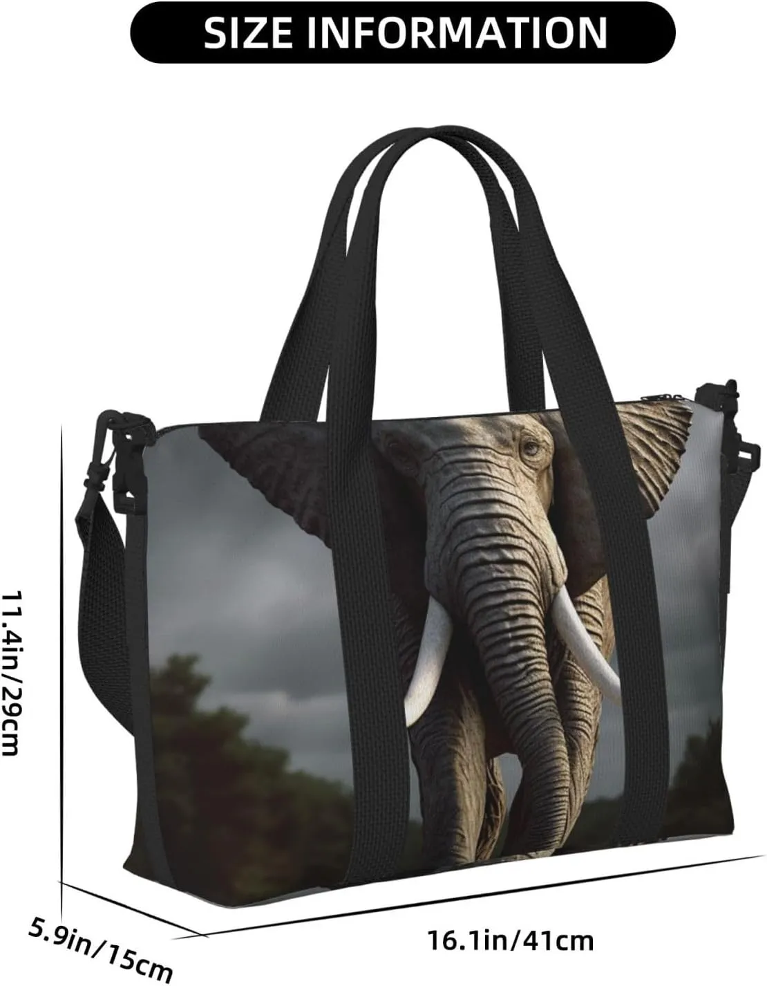 Gym Bags Small 3D Elephant Duffel Bag Overnight Bag with Shoe Compartment Carryon Bag for Men Women