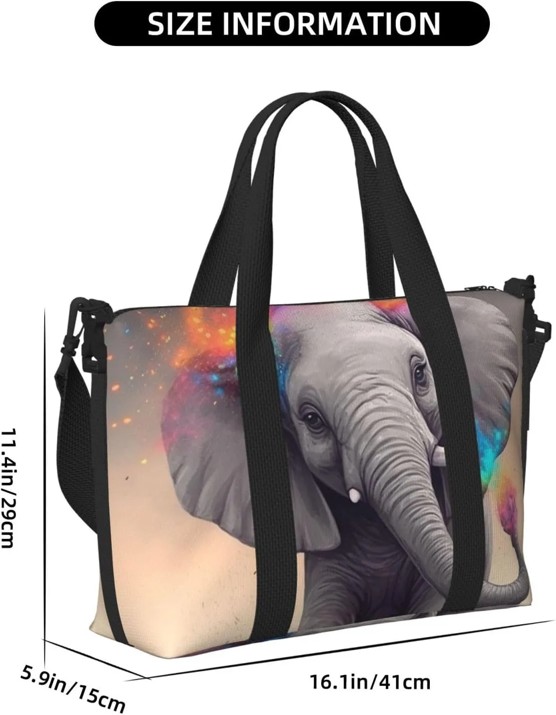 Gym Bags Small Animal Cartoon Elephant Duffel Bag Overnight Bag with Shoe Compartment Carryon Bag for Men Women