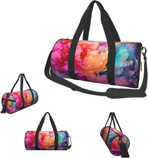 Gym Bags Small Colorful Watercolor Painting Duffel Bag Overnight Bag with Shoe Compartment Carryon Bag for Men Women