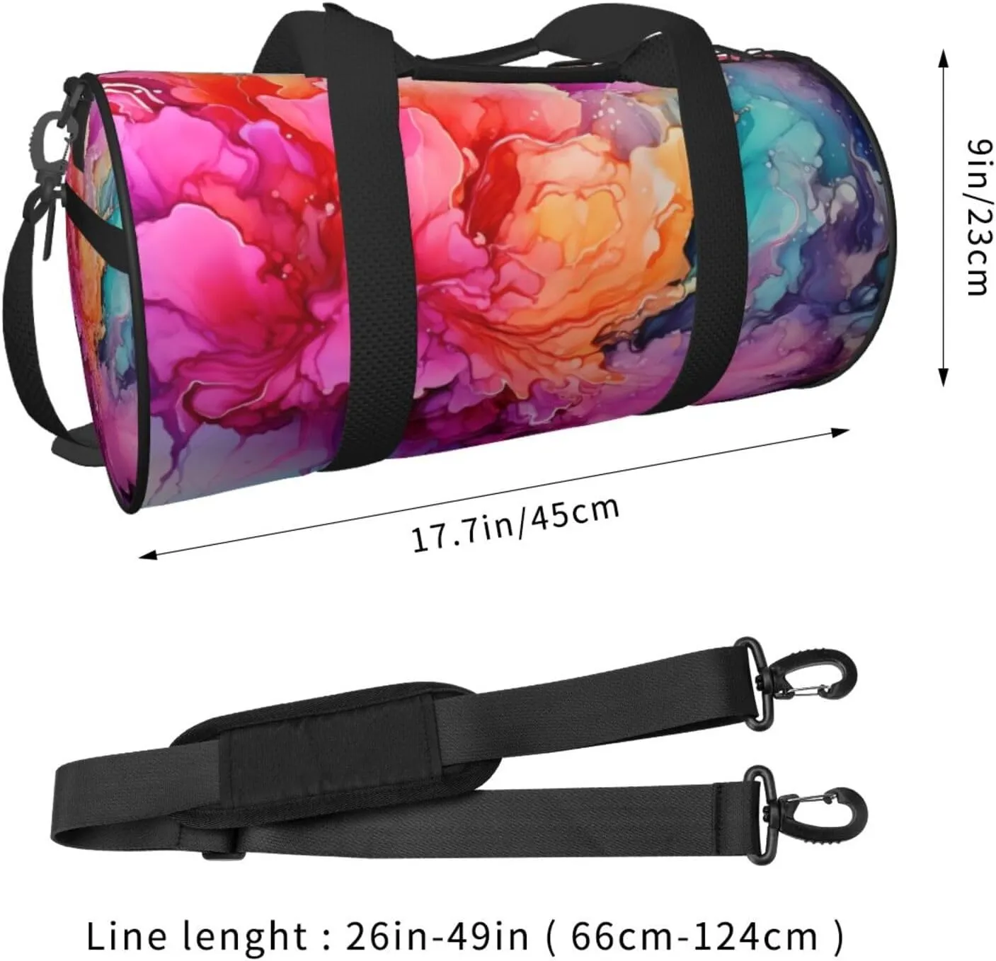 Gym Bags Small Colorful Watercolor Painting Duffel Bag Overnight Bag with Shoe Compartment Carryon Bag for Men Women