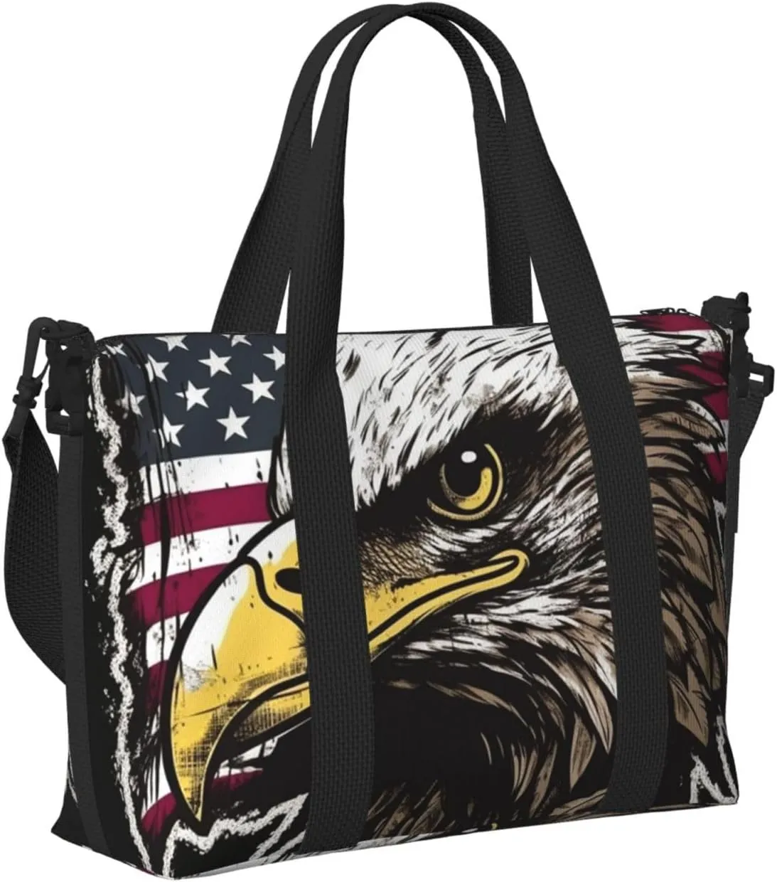 Gym Bags Small Cool American Flag Eagle Duffel Bag Overnight Bag with Shoe Compartment Carryon Bag for Men Women