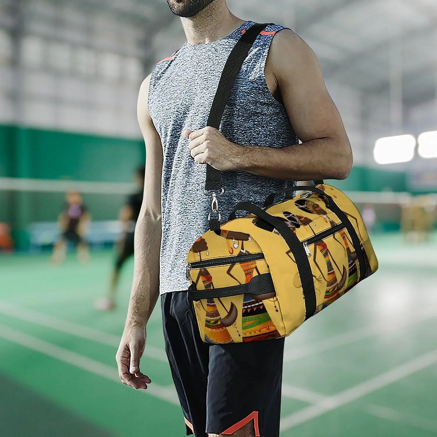 Gym Bags Small Creative African Culture Duffel Bag Overnight Bag with Shoe Compartment Carryon Bag for Men Women