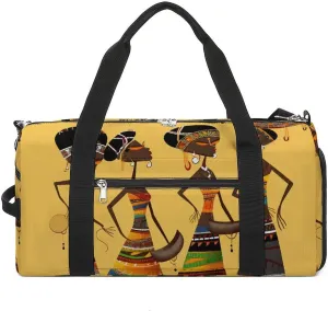 Gym Bags Small Creative African Culture Duffel Bag Overnight Bag with Shoe Compartment Carryon Bag for Men Women