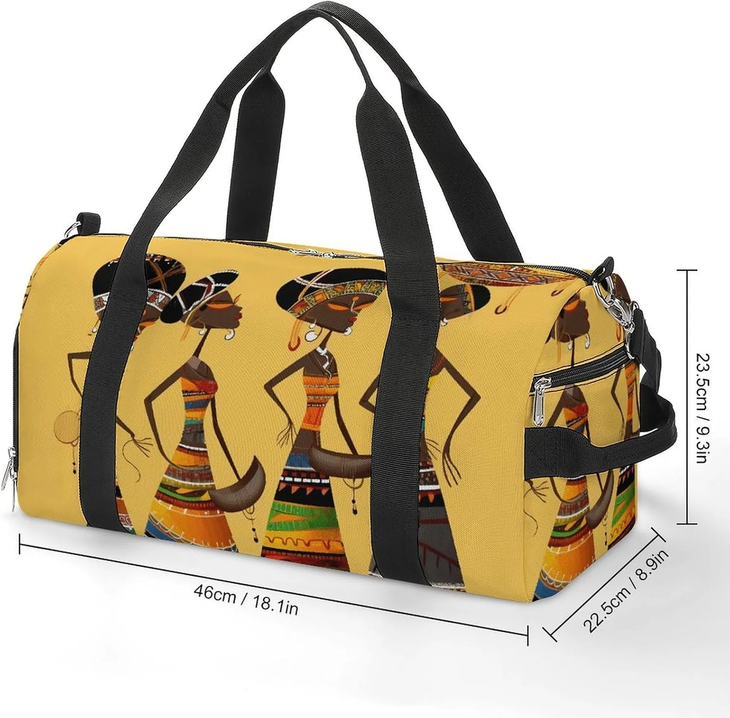 Gym Bags Small Creative African Culture Duffel Bag Overnight Bag with Shoe Compartment Carryon Bag for Men Women