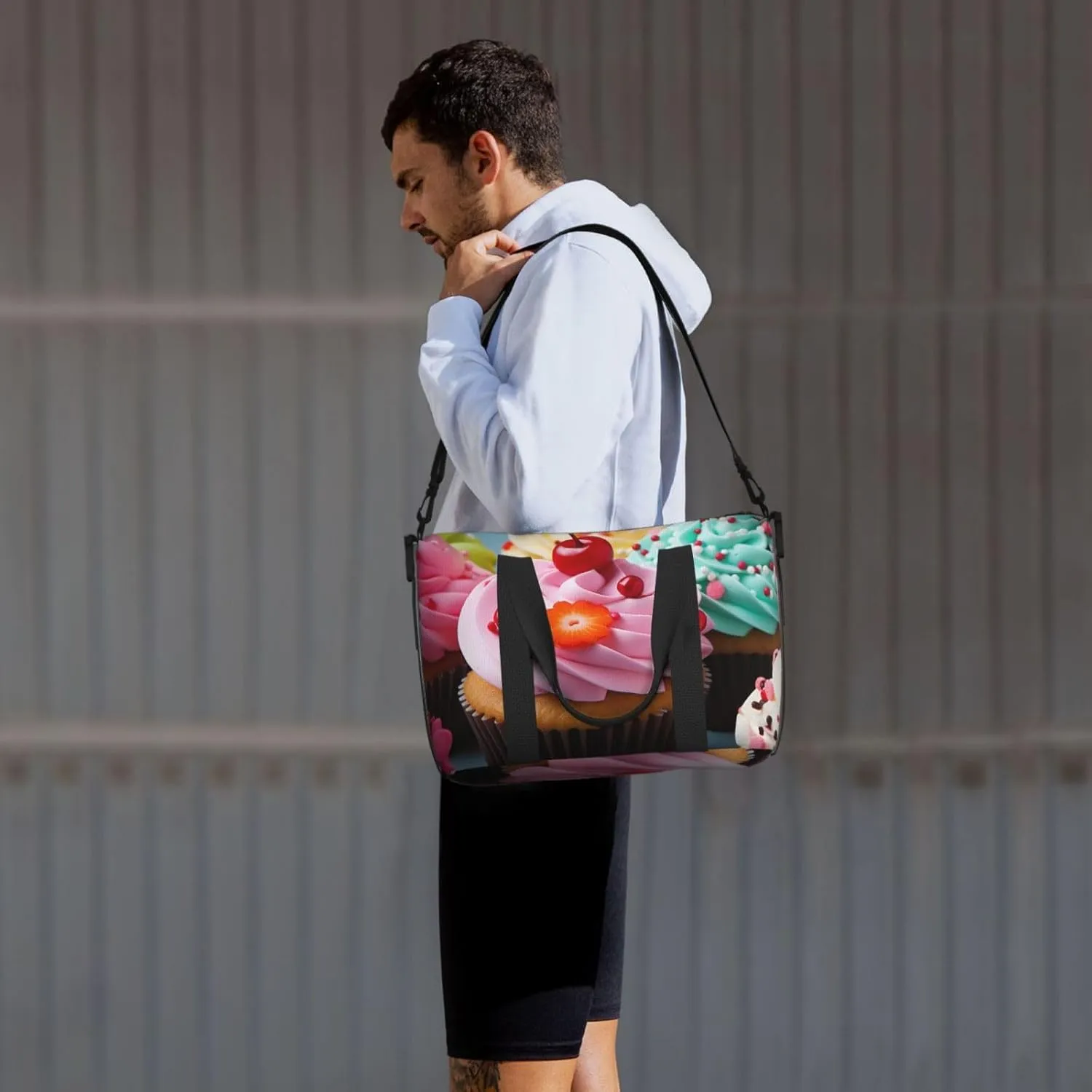 Gym Bags Small Cupcake Duffel Bag Overnight Bag with Shoe Compartment Carryon Bag for Men Women
