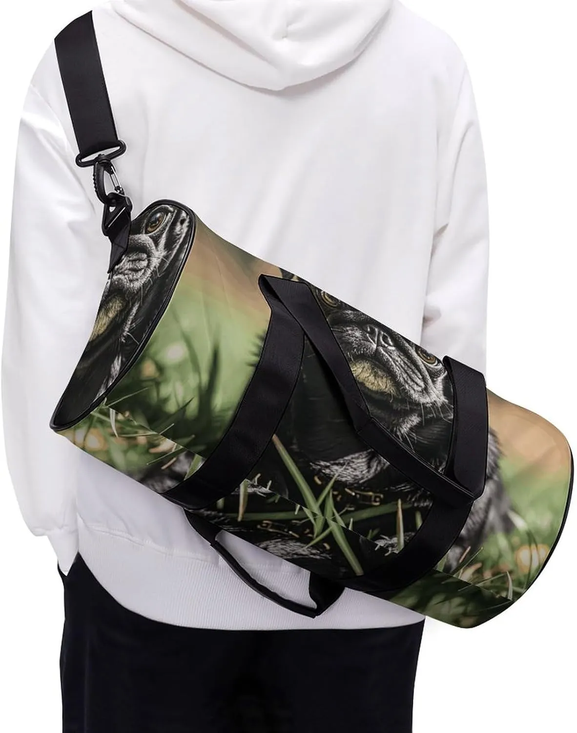 Gym Bags Small Cute Black Pug Dog Duffel Bag Overnight Bag with Shoe Compartment Carryon Bag for Men Women