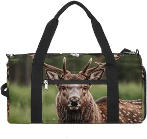 Gym Bags Small Deer Bear Moose Duffel Bag Overnight Bag with Shoe Compartment Carryon Bag for Men Women