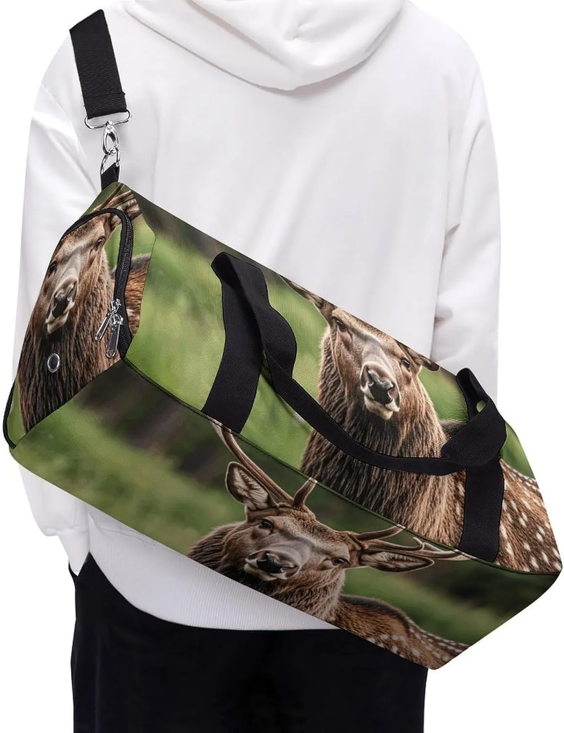 Gym Bags Small Deer Bear Moose Duffel Bag Overnight Bag with Shoe Compartment Carryon Bag for Men Women
