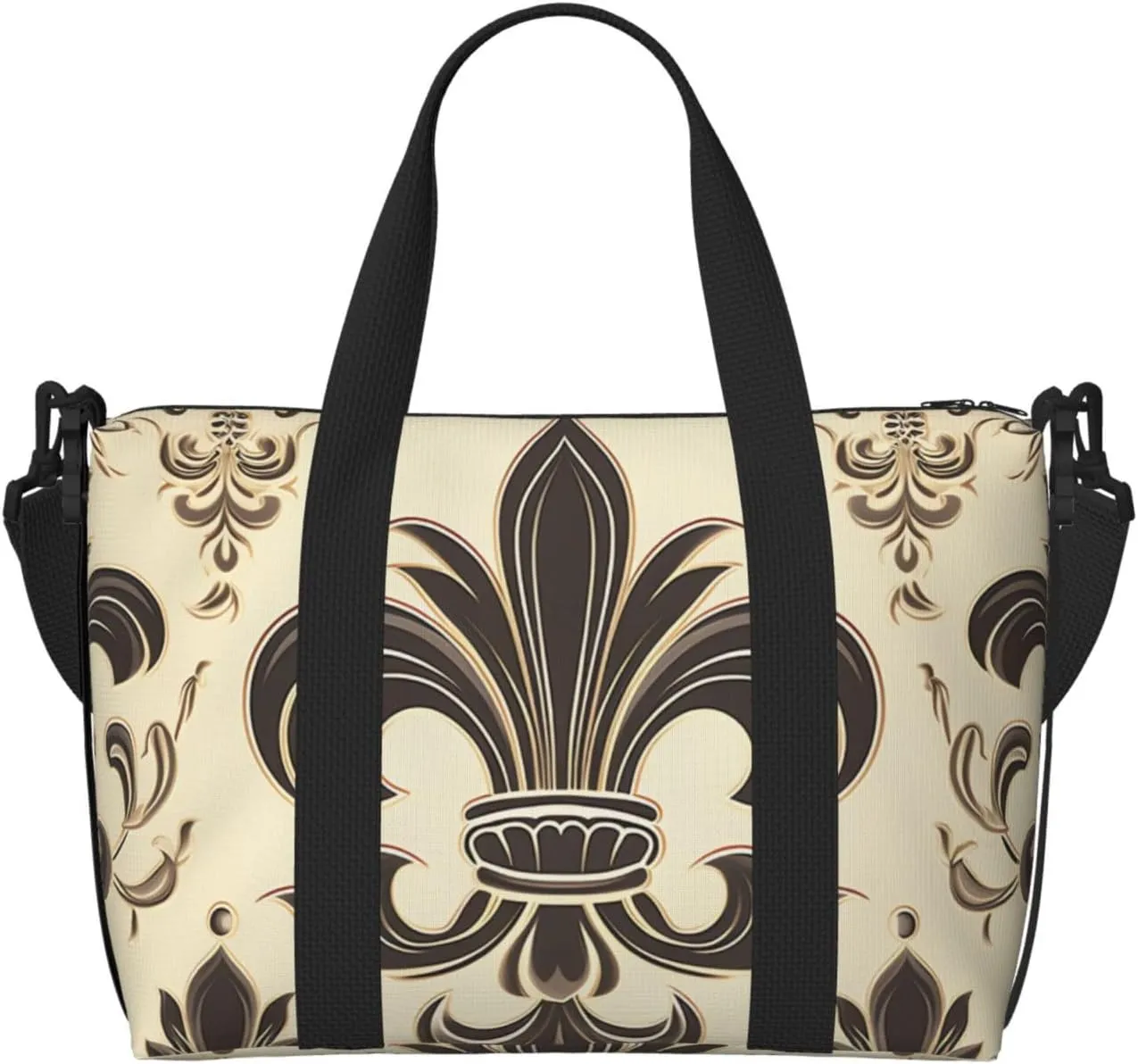 Gym Bags Small Fleur-de-Lis and Coat Arms Knight Duffel Bag Overnight Bag with Shoe Compartment Carryon Bag for Men Women