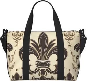 Gym Bags Small Fleur-de-Lis and Coat Arms Knight Duffel Bag Overnight Bag with Shoe Compartment Carryon Bag for Men Women
