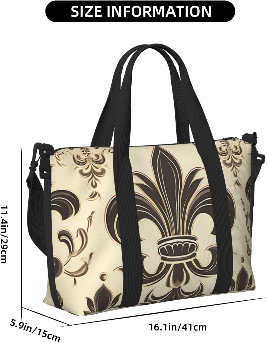 Gym Bags Small Fleur-de-Lis and Coat Arms Knight Duffel Bag Overnight Bag with Shoe Compartment Carryon Bag for Men Women