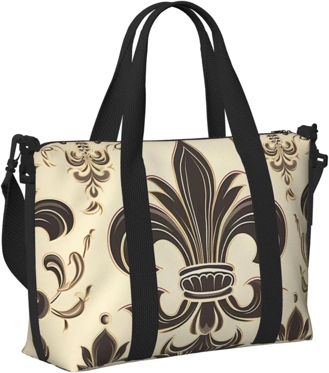 Gym Bags Small Fleur-de-Lis and Coat Arms Knight Duffel Bag Overnight Bag with Shoe Compartment Carryon Bag for Men Women