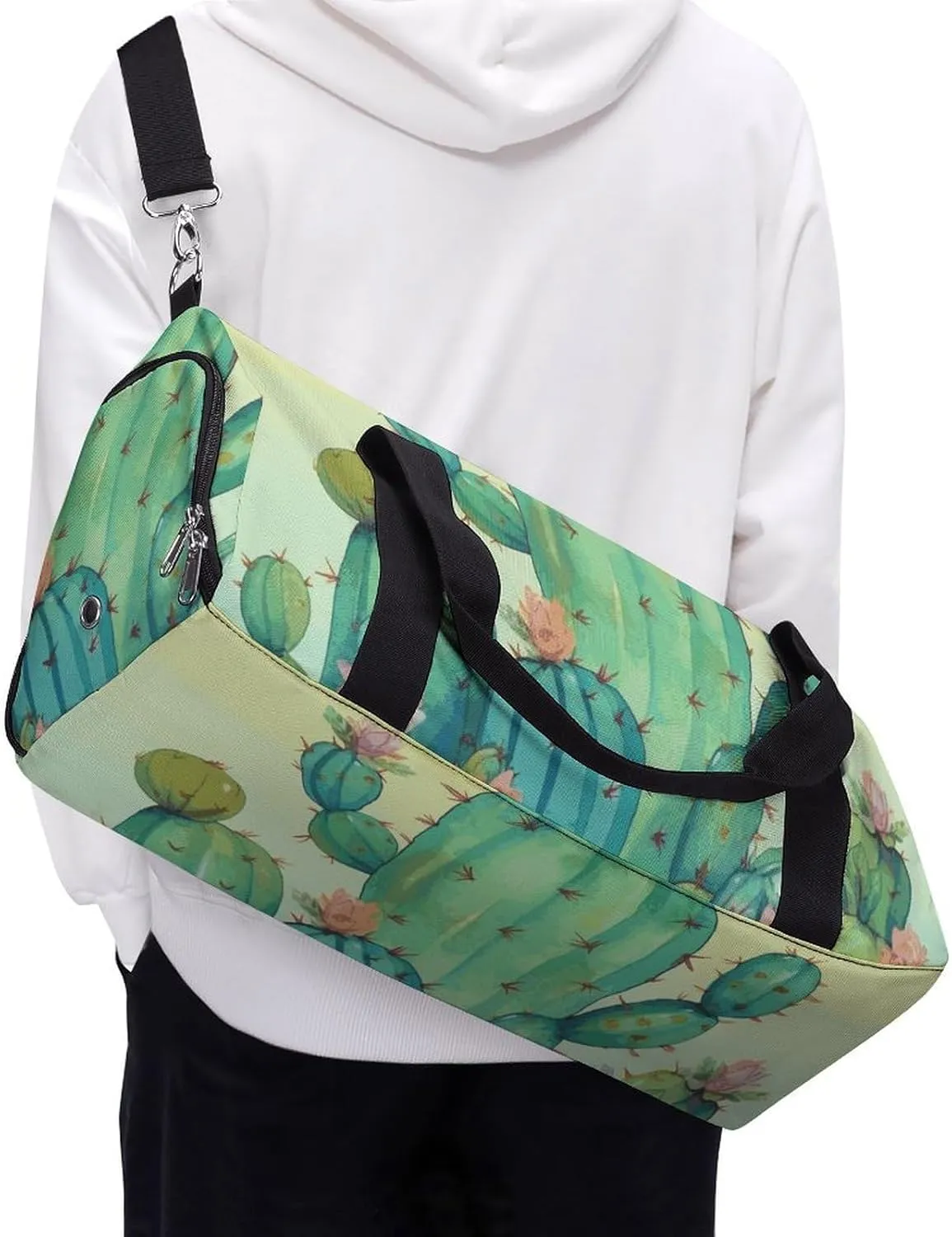 Gym Bags Small Funny Green Duffel Bag Overnight Bag with Shoe Compartment Carryon Bag for Men Women
