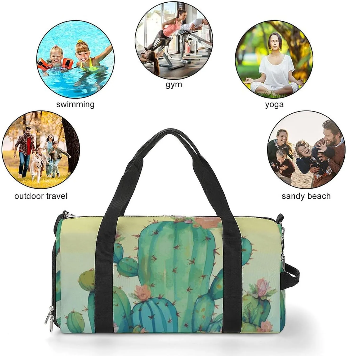 Gym Bags Small Funny Green Duffel Bag Overnight Bag with Shoe Compartment Carryon Bag for Men Women