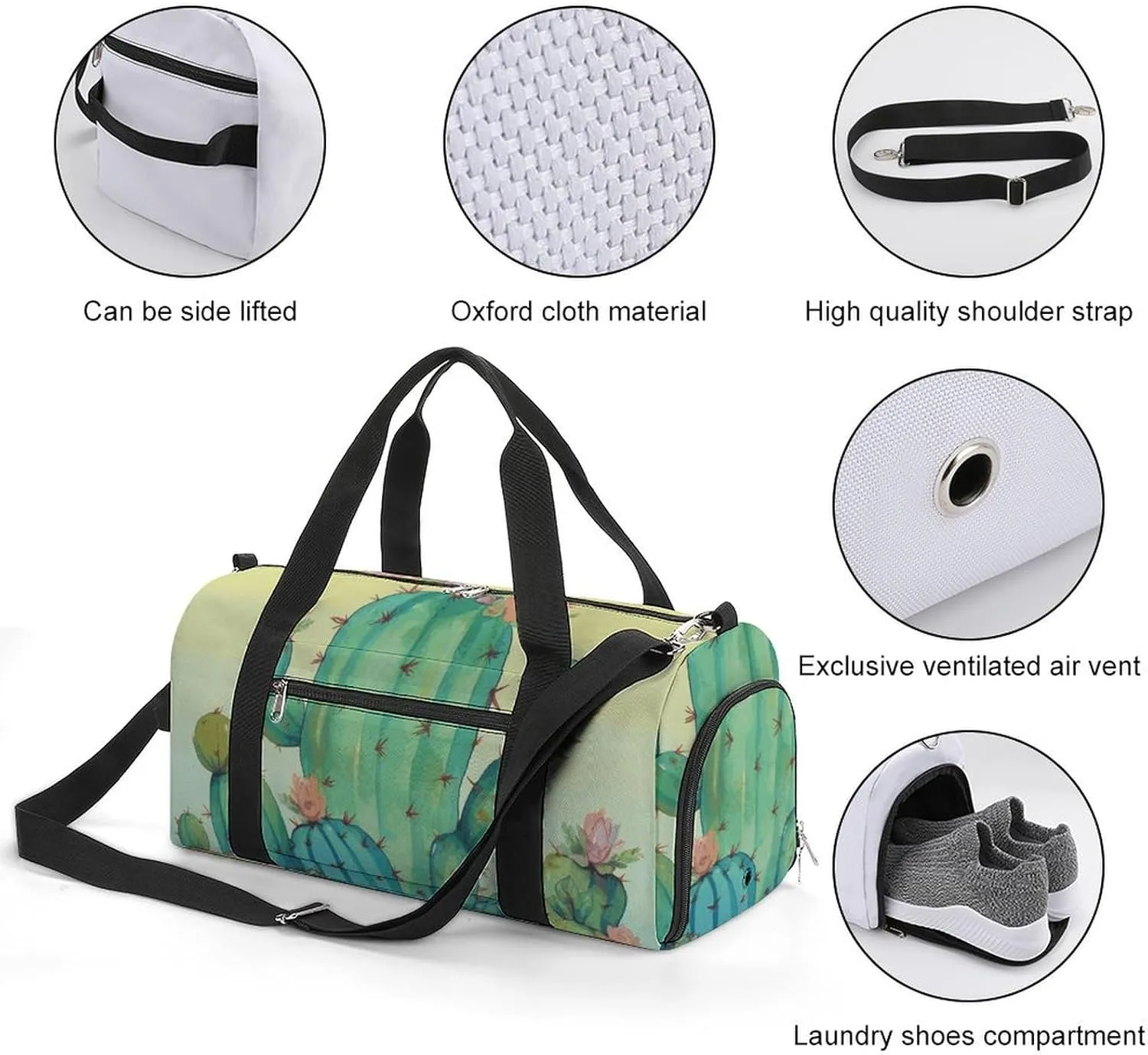 Gym Bags Small Funny Green Duffel Bag Overnight Bag with Shoe Compartment Carryon Bag for Men Women