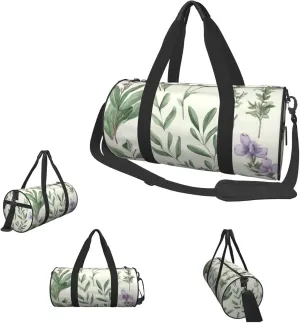 Gym Bags Small Green Flower Leaves Duffel Bag Overnight Bag with Shoe Compartment Carryon Bag for Men Women