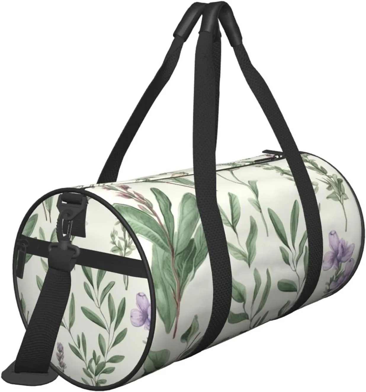 Gym Bags Small Green Flower Leaves Duffel Bag Overnight Bag with Shoe Compartment Carryon Bag for Men Women