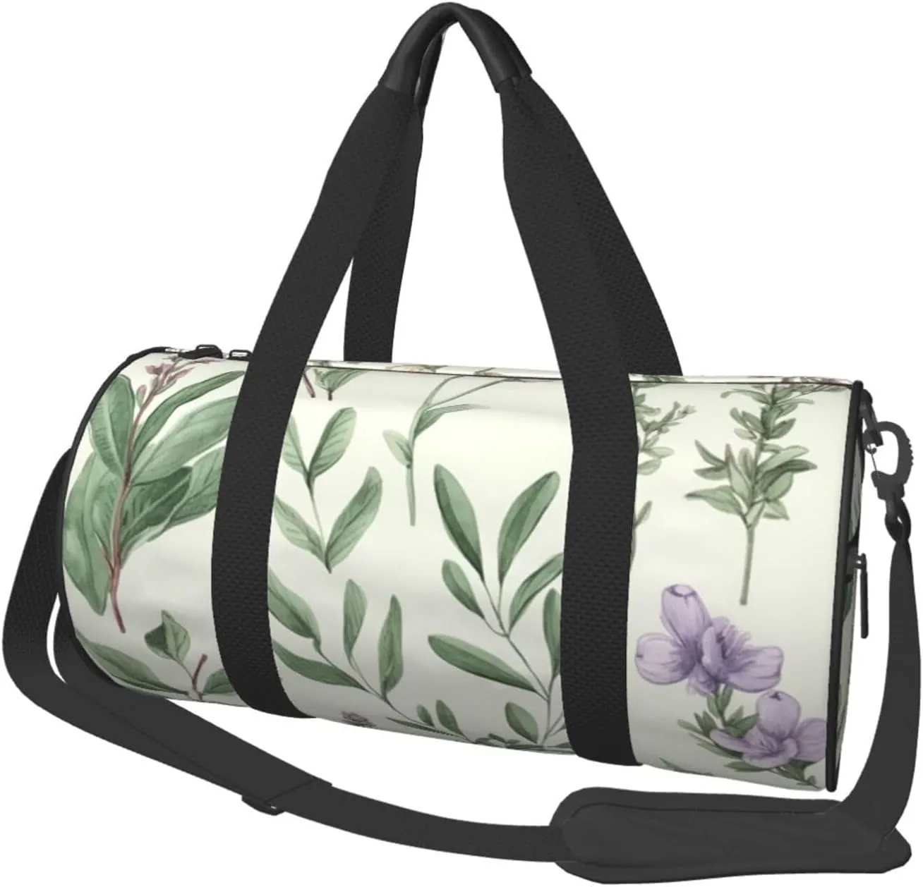 Gym Bags Small Green Flower Leaves Duffel Bag Overnight Bag with Shoe Compartment Carryon Bag for Men Women