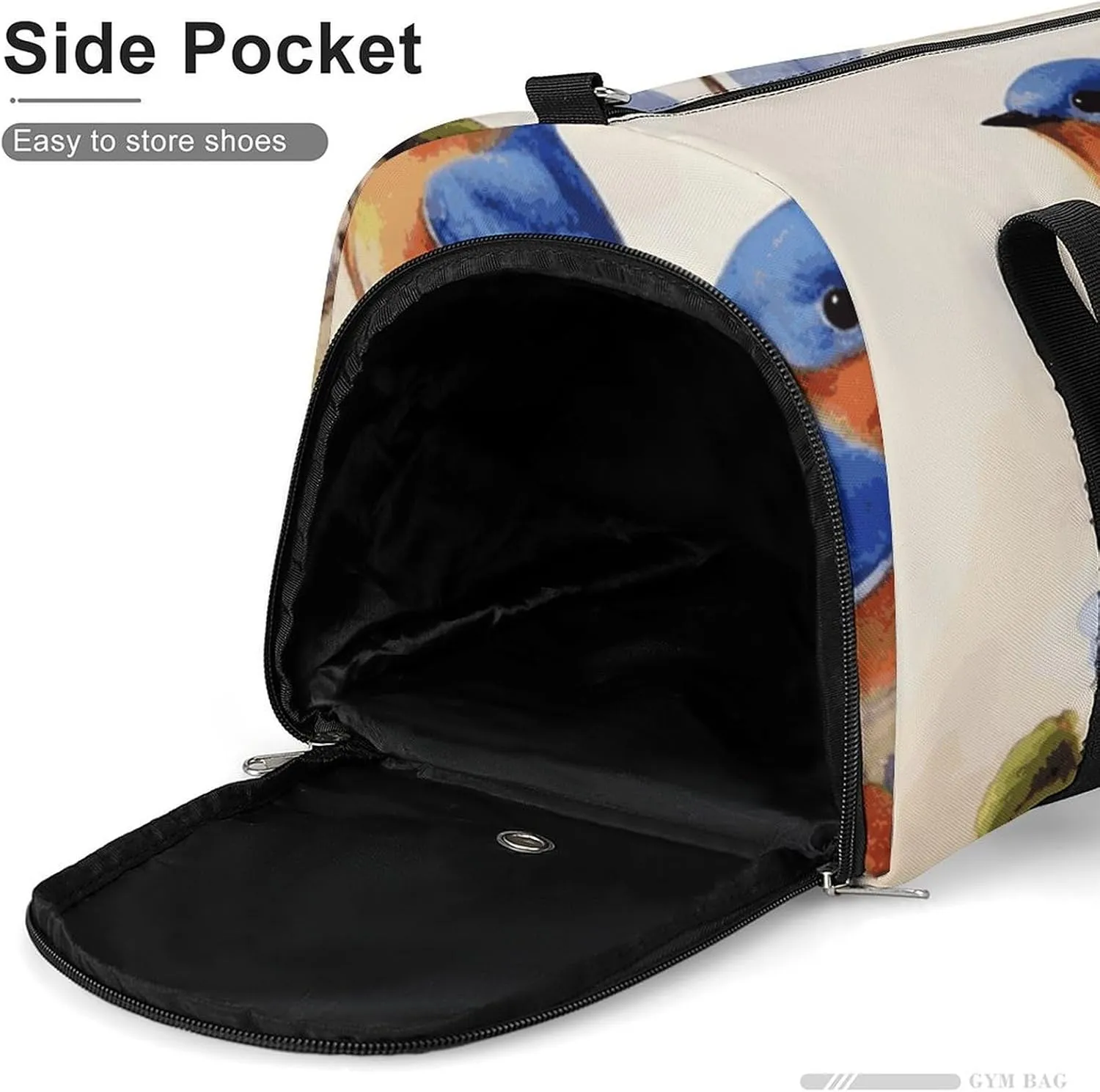 Gym Bags Small Happy Bluebirds Duffel Bag Overnight Bag with Shoe Compartment Carryon Bag for Men Women