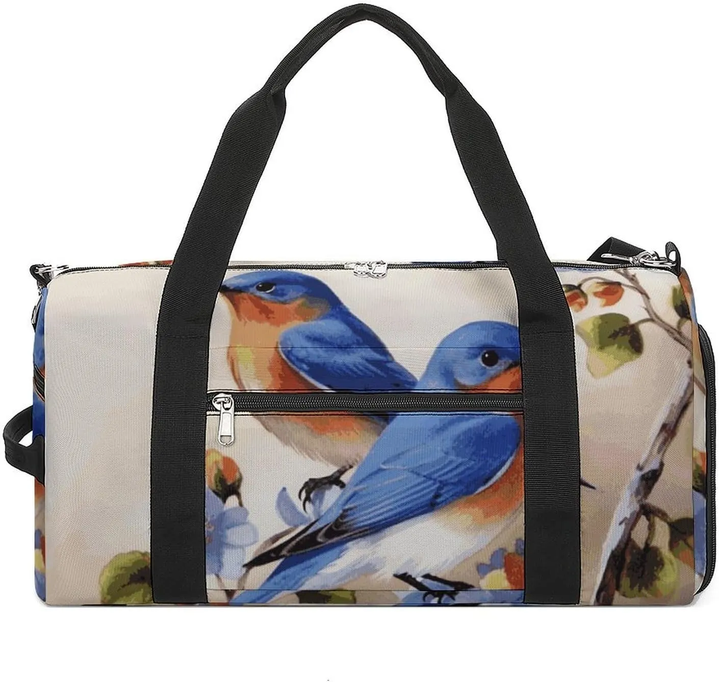 Gym Bags Small Happy Bluebirds Duffel Bag Overnight Bag with Shoe Compartment Carryon Bag for Men Women