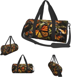 Gym Bags Small Heaps of Orange Monarch Butterflies Duffel Bag Overnight Bag with Shoe Compartment Carryon Bag for Men Women