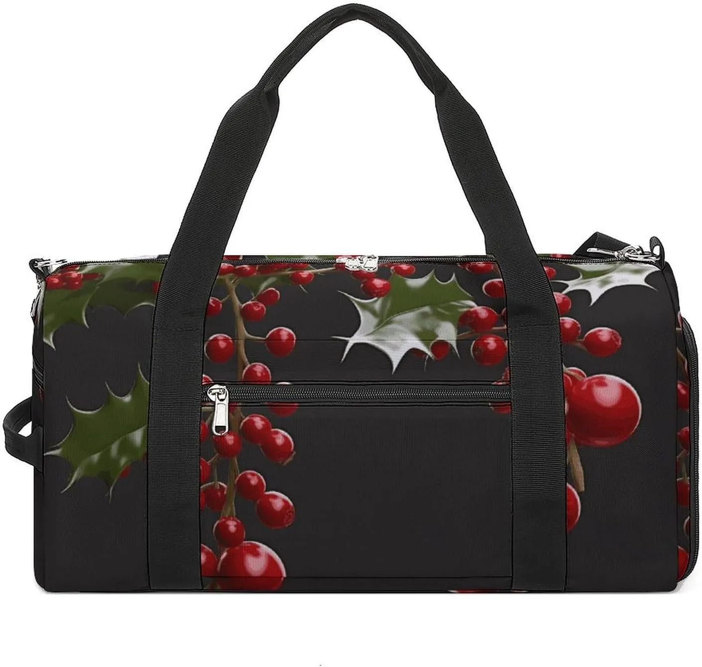 Gym Bags Small Holly Berry Branches Duffel Bag Overnight Bag with Shoe Compartment Carryon Bag for Men Women