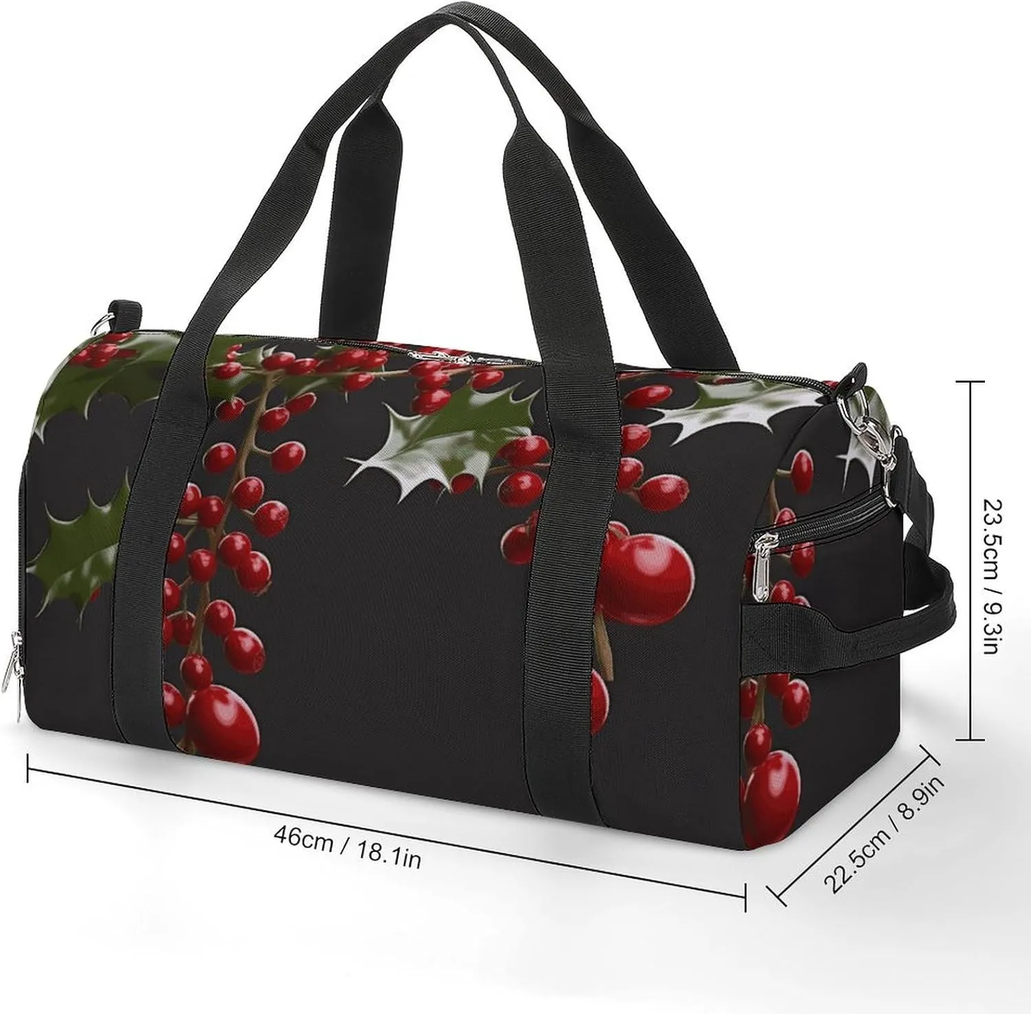 Gym Bags Small Holly Berry Branches Duffel Bag Overnight Bag with Shoe Compartment Carryon Bag for Men Women