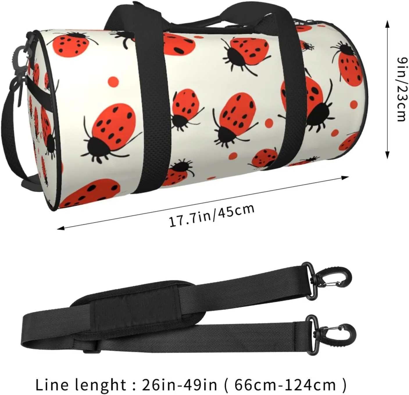 Gym Bags Small Ladybugs Pattern Duffel Bag Overnight Bag with Shoe Compartment Carryon Bag for Men Women