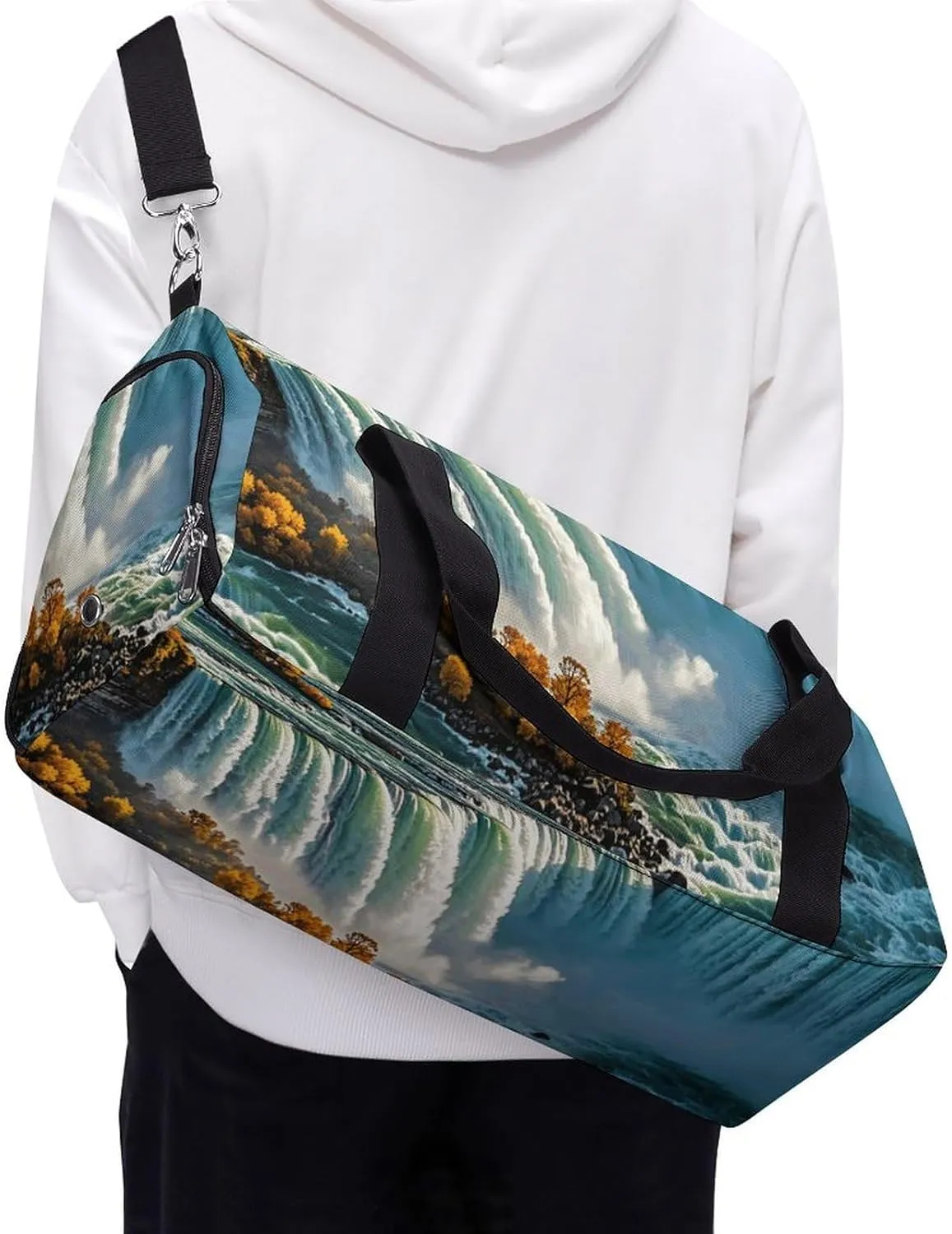 Gym Bags Small Niagara Fall Duffel Bag Overnight Bag with Shoe Compartment Carryon Bag for Men Women