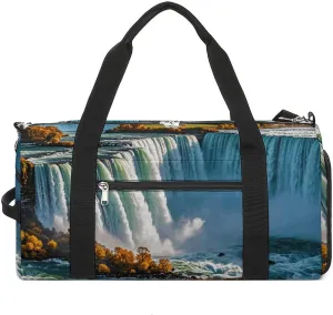 Gym Bags Small Niagara Fall Duffel Bag Overnight Bag with Shoe Compartment Carryon Bag for Men Women