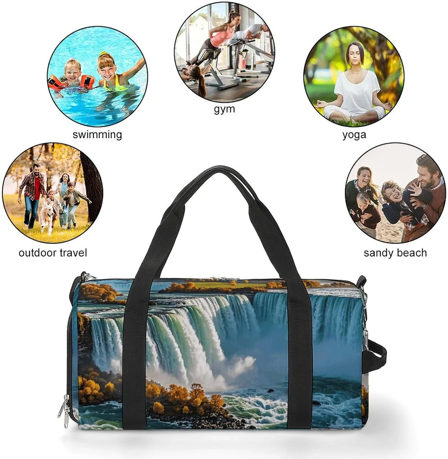 Gym Bags Small Niagara Fall Duffel Bag Overnight Bag with Shoe Compartment Carryon Bag for Men Women