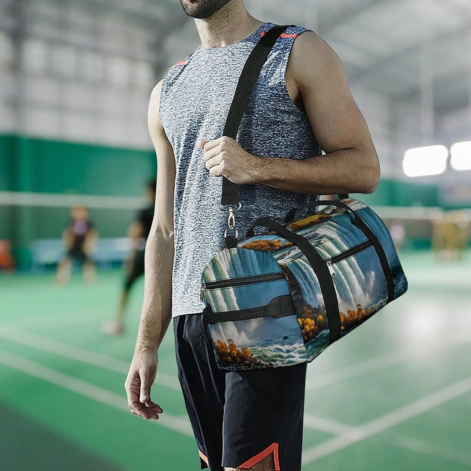 Gym Bags Small Niagara Fall Duffel Bag Overnight Bag with Shoe Compartment Carryon Bag for Men Women