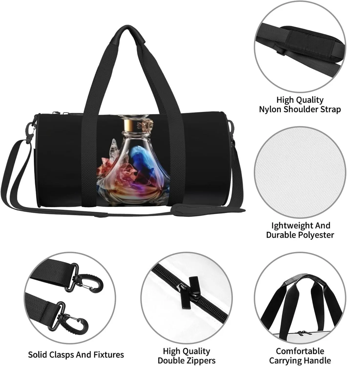 Gym Bags Small Perfume Bottle Duffel Bag Overnight Bag with Shoe Compartment Carryon Bag for Men Women