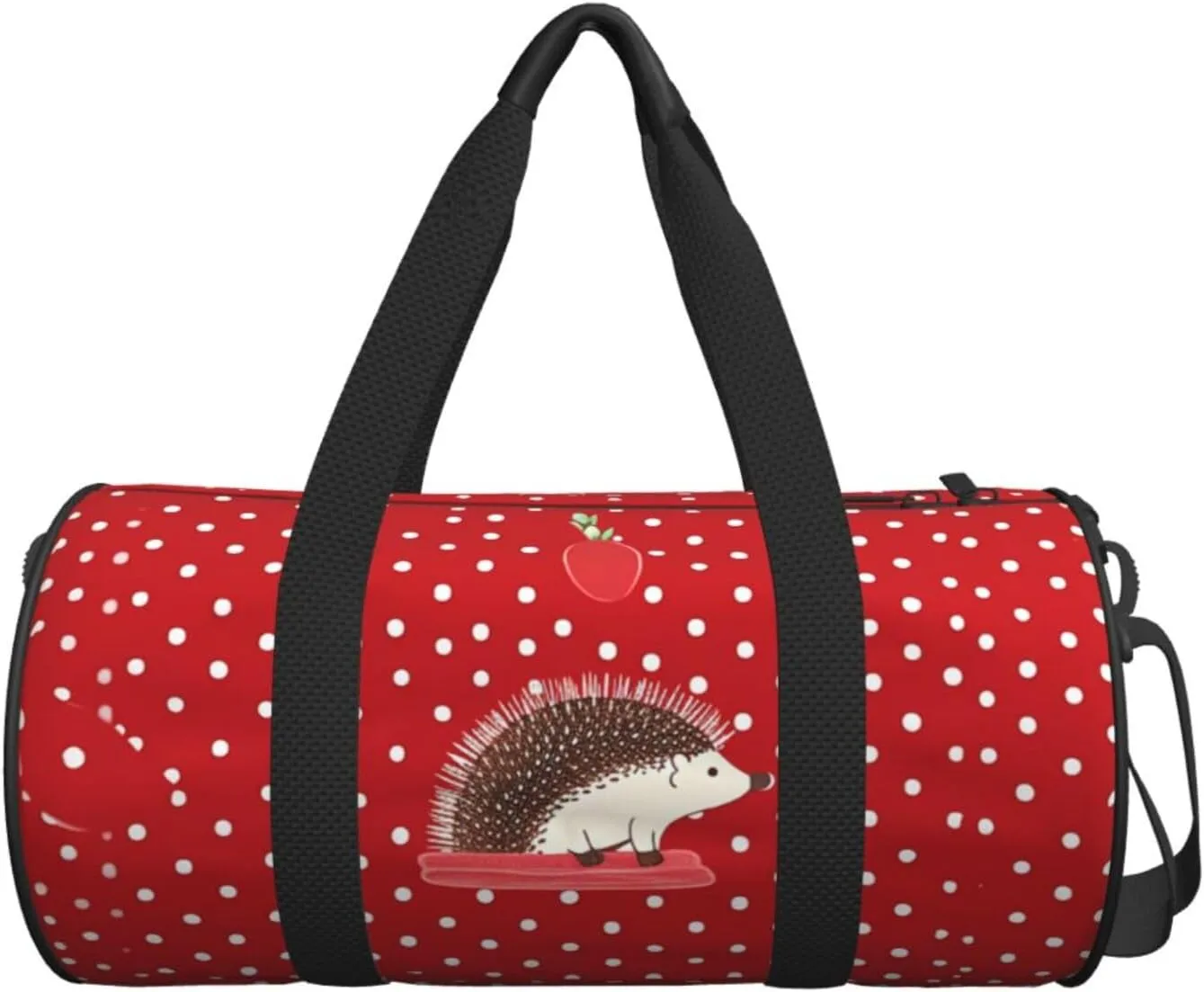 Gym Bags Small Red polka dot hedgehog Duffel Bag Overnight Bag with Shoe Compartment Carryon Bag for Men Women