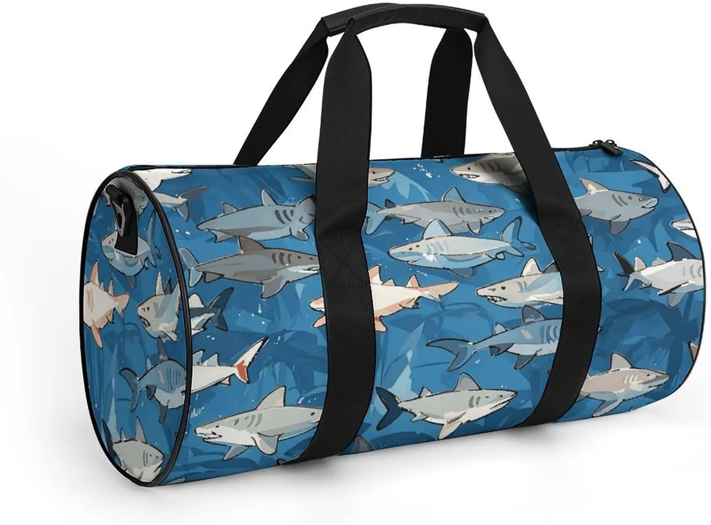 Gym Bags Small Sharks Pattern Duffel Bag Overnight Bag with Shoe Compartment Carryon Bag for Men Women