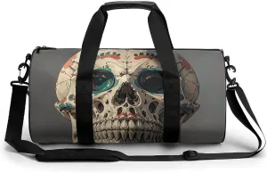 Gym Bags Small Skull Rock Roll Skeleton Bone Duffel Bag Overnight Bag with Shoe Compartment Carryon Bag for Men Women