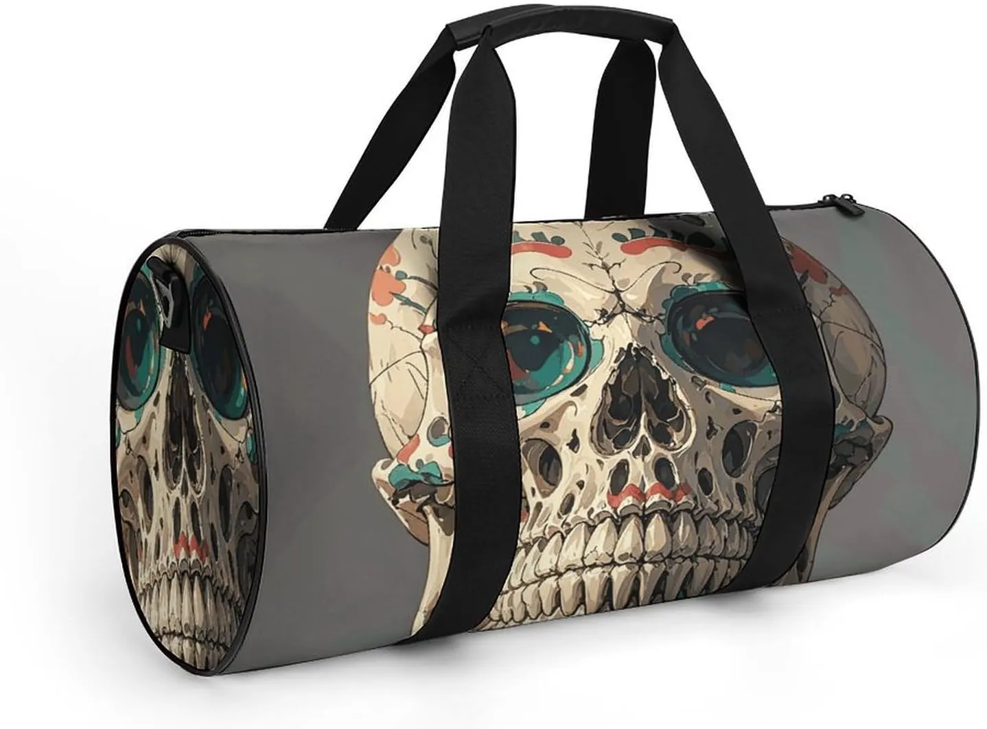 Gym Bags Small Skull Rock Roll Skeleton Bone Duffel Bag Overnight Bag with Shoe Compartment Carryon Bag for Men Women